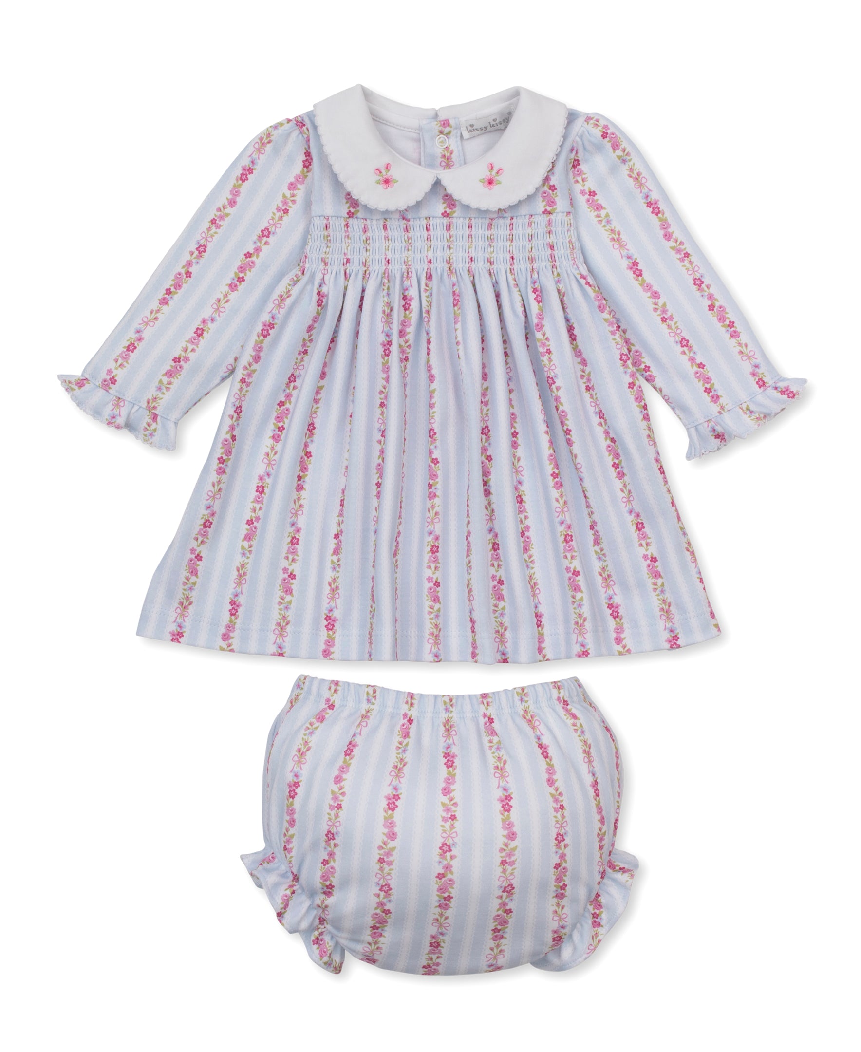 Pre-Order Rose Renaissance Smocked Dress Set Lt Blue