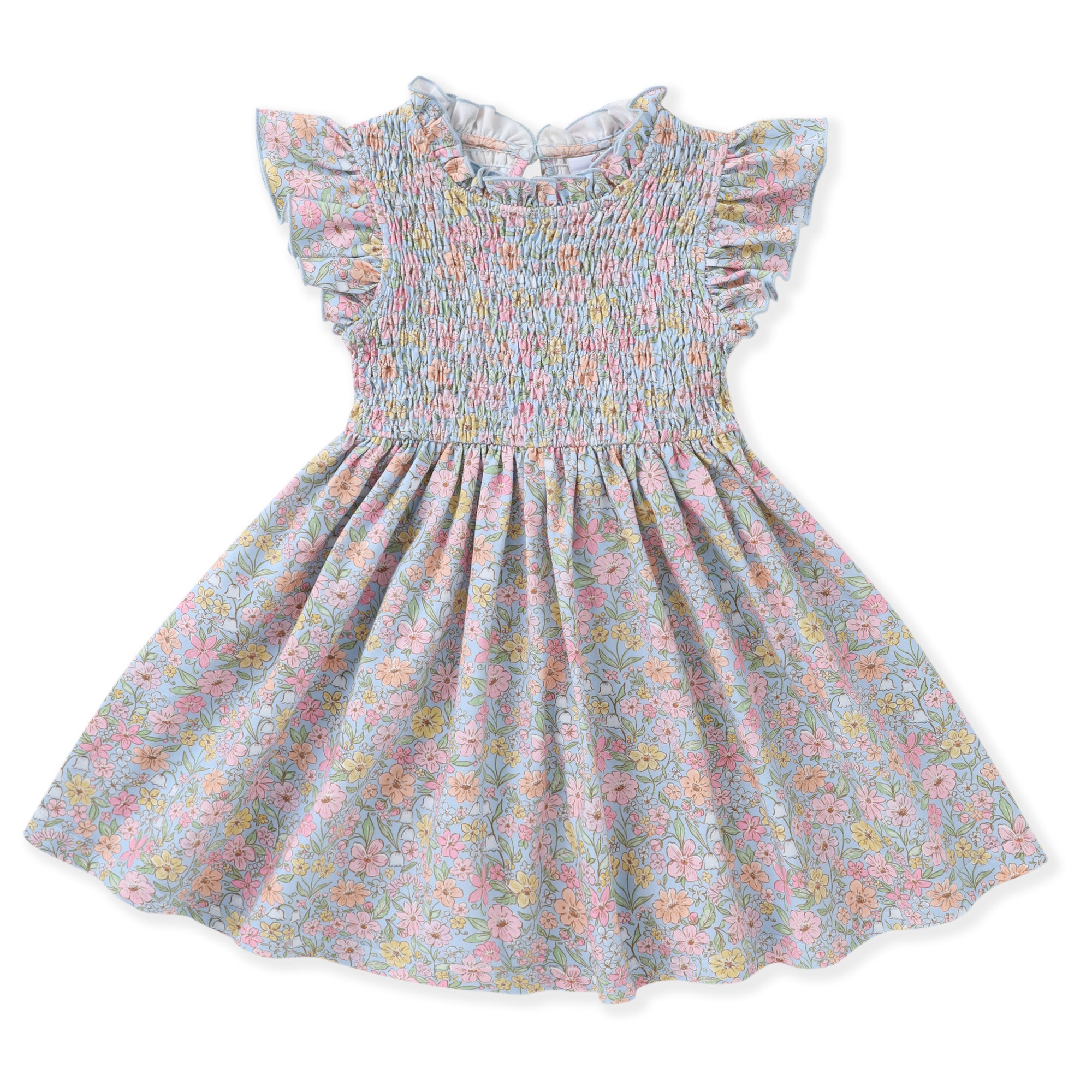 Floral Smocked Flutter Dress
