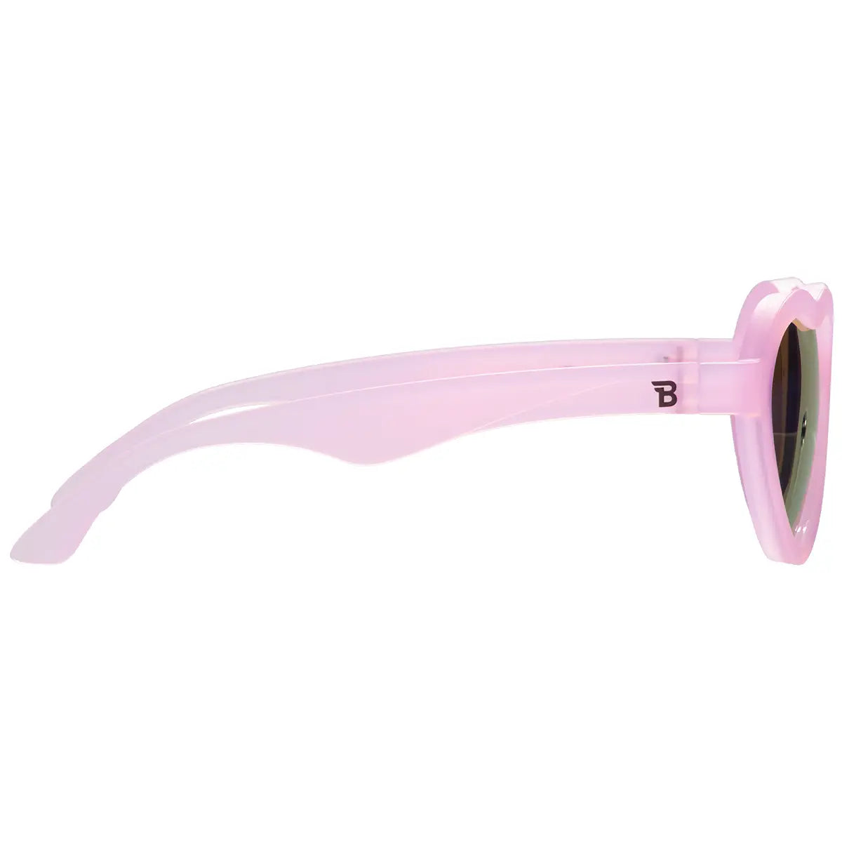 Frosted Pink Heart Sunglass w/ Purple Mirrored Lenses