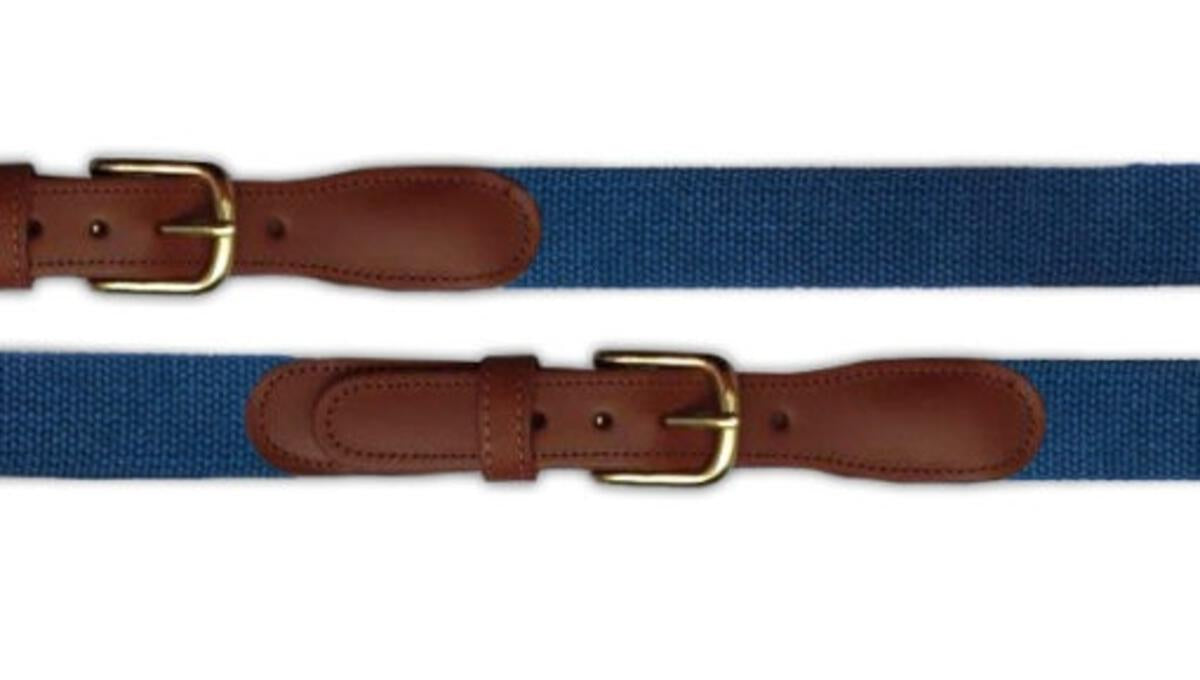 Navy Classic Cotton Web Belt w/ Leather Tabs