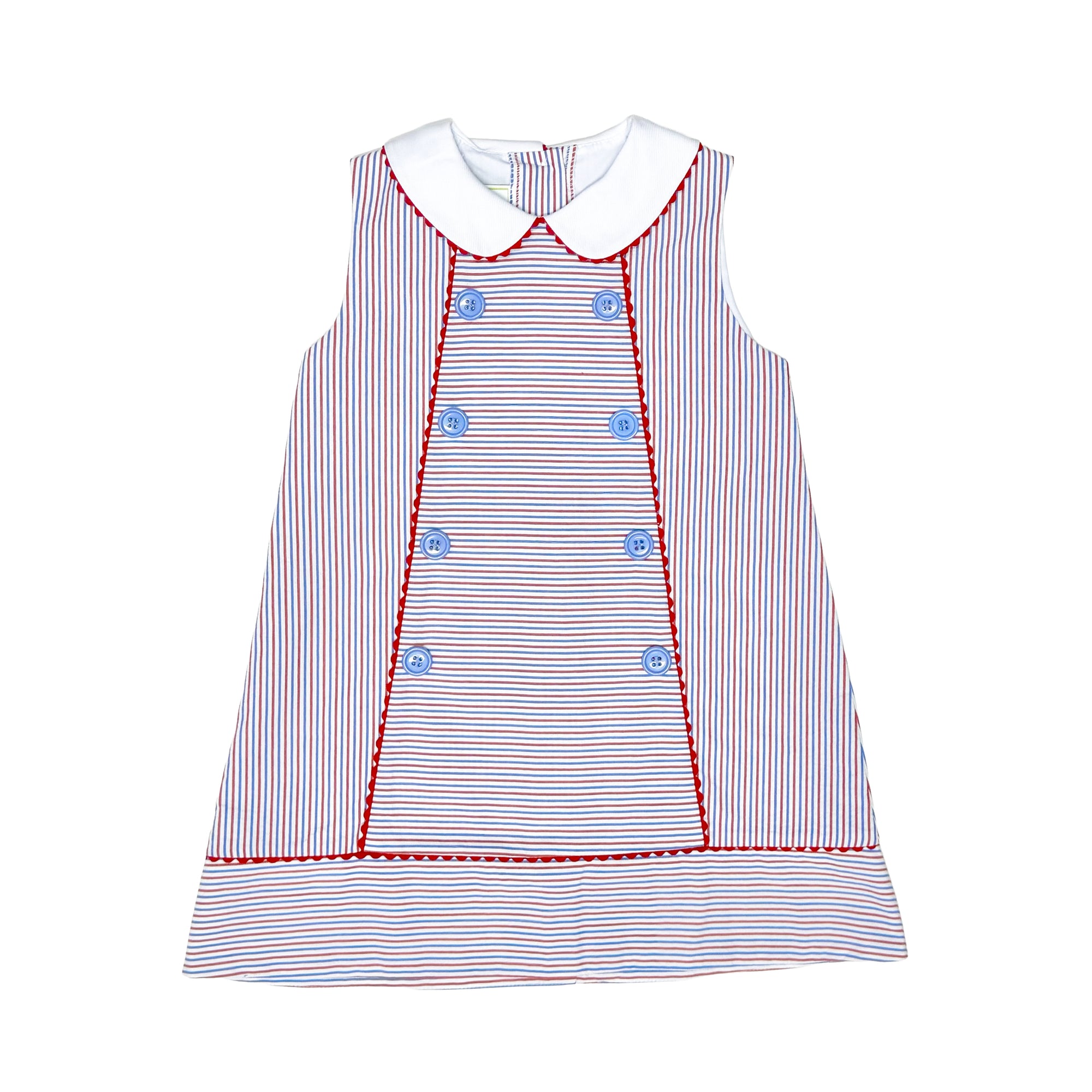 Airplane A-line Dress Patriotic Stripe Seersucker