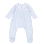 Benjamin Blue Stripe Smocked Footie