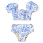Tropical Blues Smocked Puff Sleeve 2PC