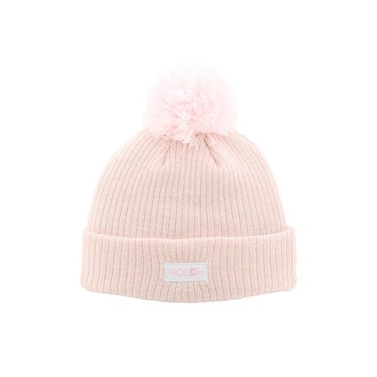 Knit Pom Pom Patch Beanie Pink Lady