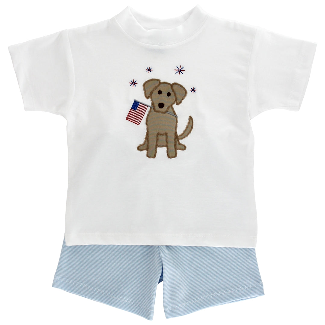 Patriotic Pup Knit Boys Short Set