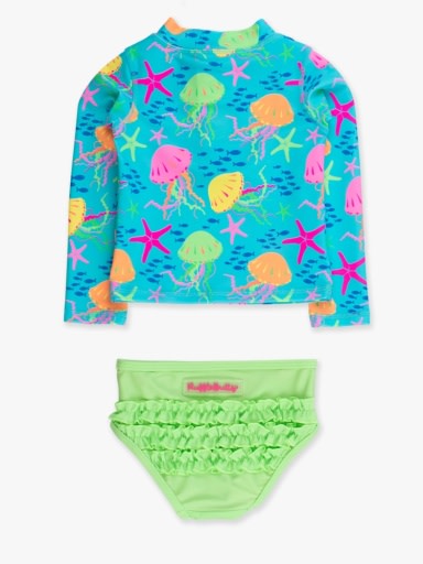 Neon Jelly Time Long Sleeve Zipper Rash Guard 2-Piece