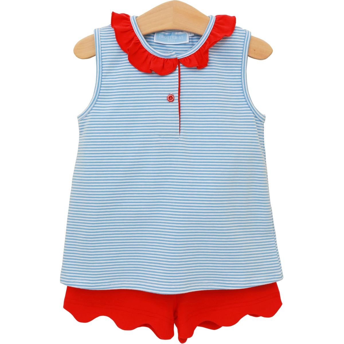 Nora Short Set Cornflower Stripe/Red