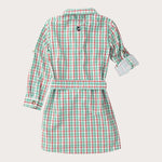 Girl's LS Belted Shirt Dress Holiday Plaid
