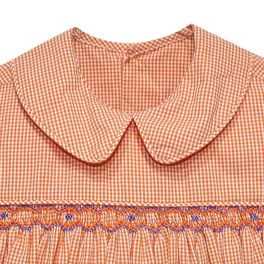 Tiger Orange/Purple Smocked Girl Bubble