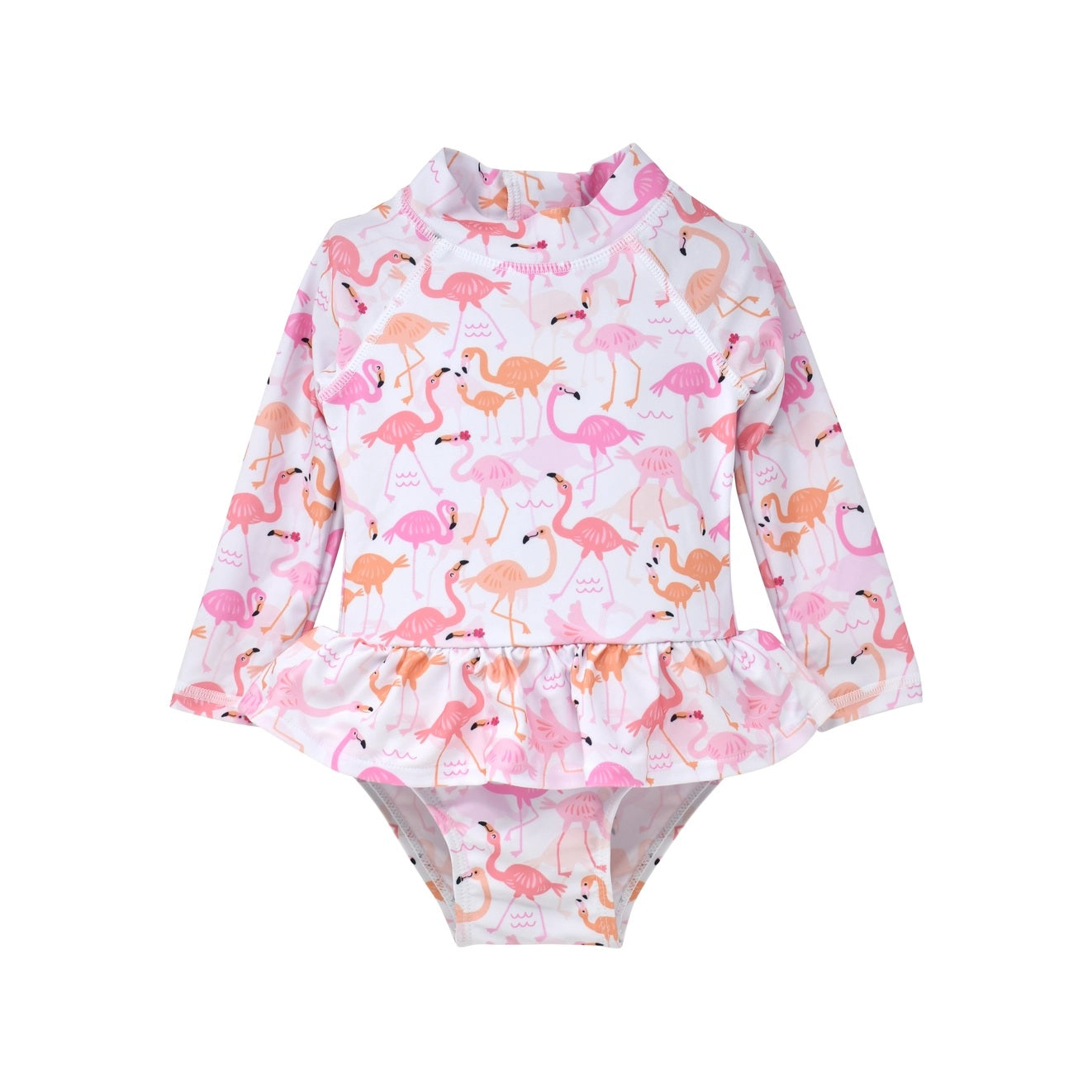 Flamingo Love UPF 50 Alissa Ruffle Rash Guard Swimsuit