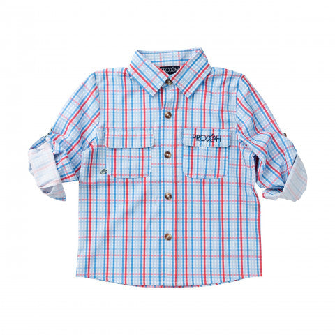 Patriotic Plaid Founders Kids Fishing Shirt