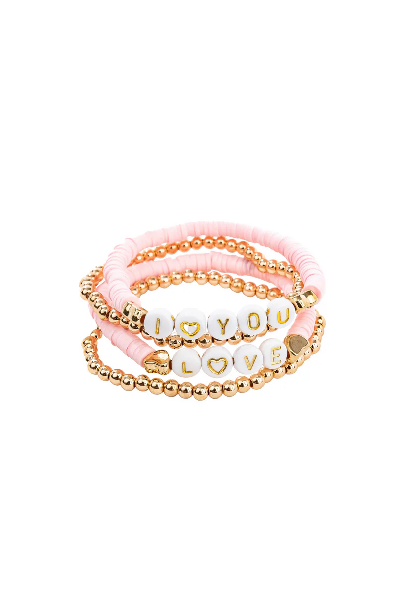 Pink Love 4pc Bracelet Set