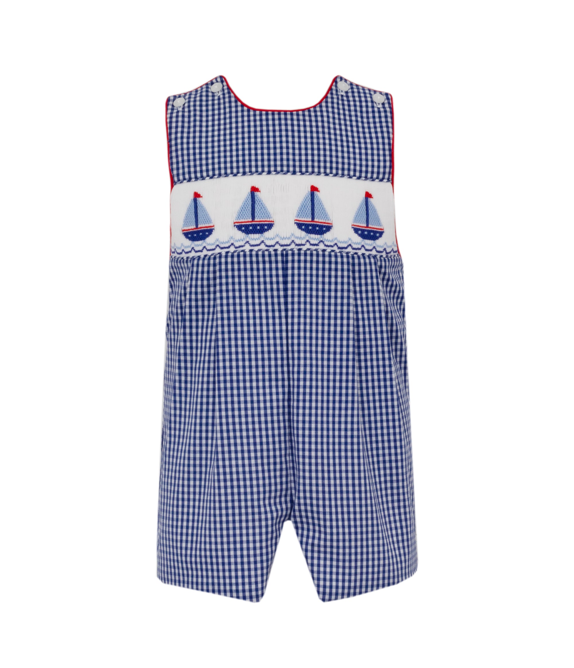 Sailboats Navy Gingham Jon Jon