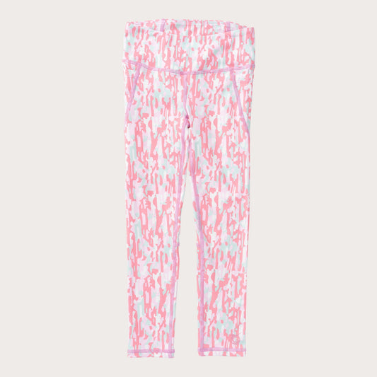 Girl's Athletic Legging Geranium Pink Stay in the Lines Camo