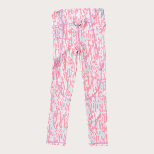 Girl's Athletic Legging Geranium Pink Stay in the Lines Camo