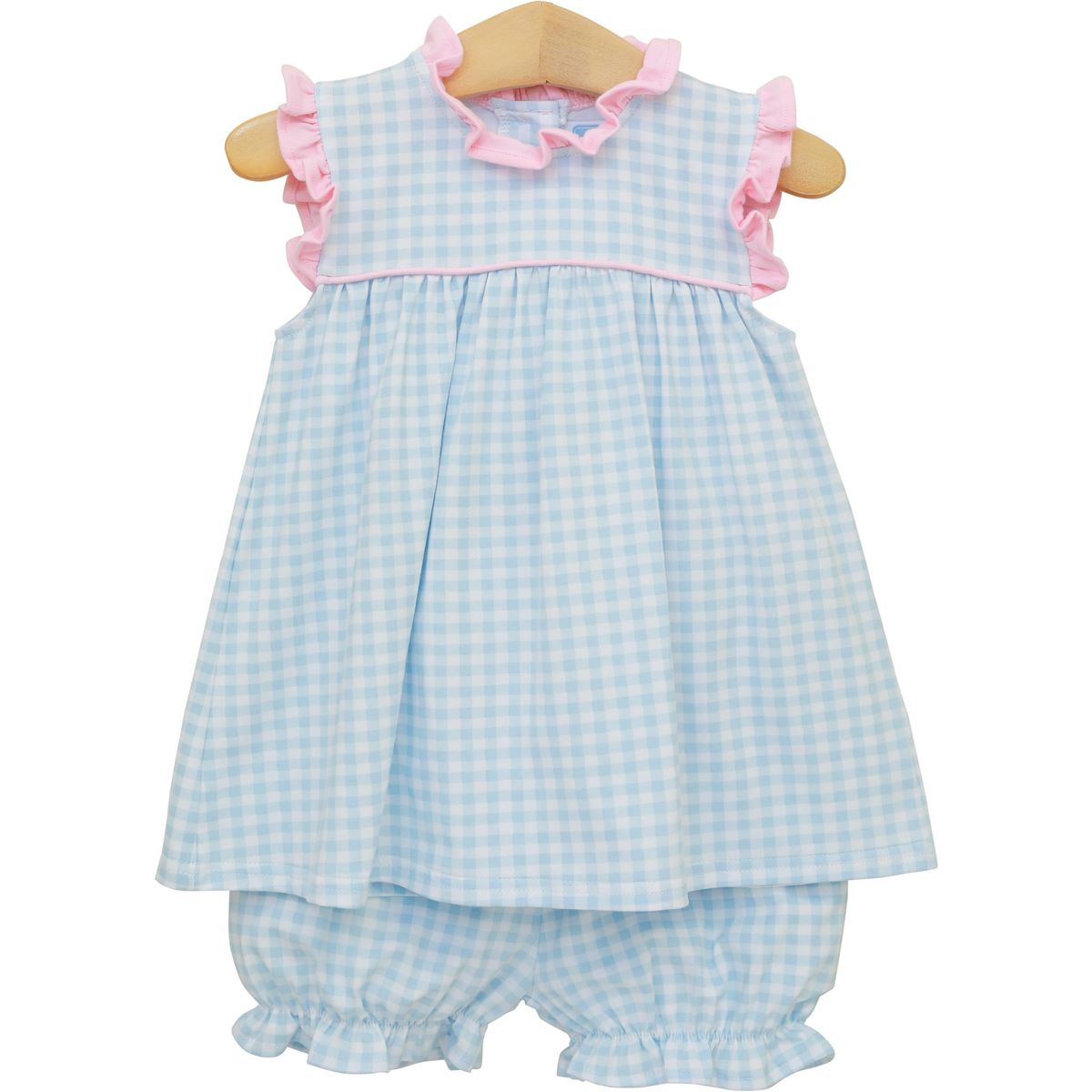Meredith Bloomer Set Light Blue Gingham/Light Pink Ruffle