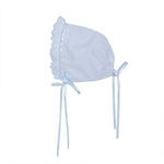 White Finn Daygown w/Blue Scallop Ruffle
