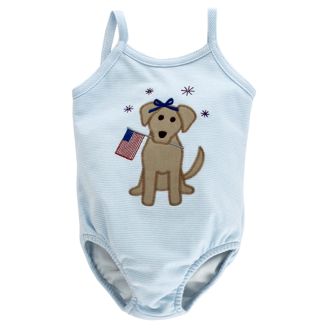 Patriotic Pup Girls One Piece