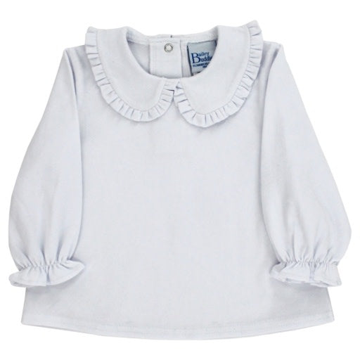 White Knit Girls Peter Pan Collar L/S Shirt
