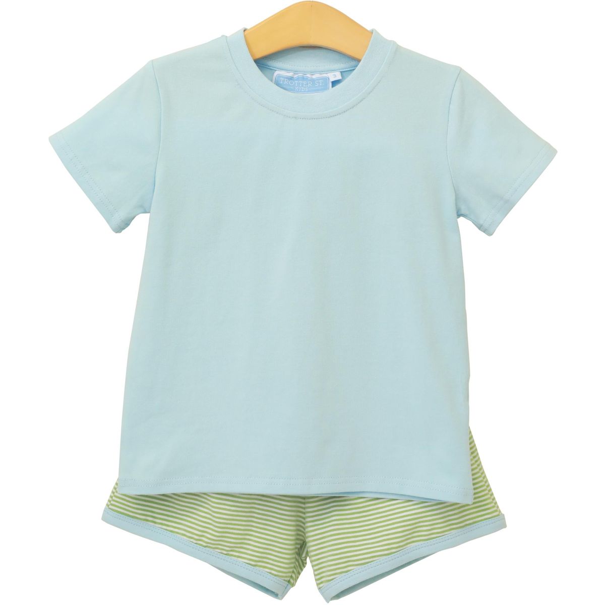 Thomas Short Set Green Stripe/Light Blue