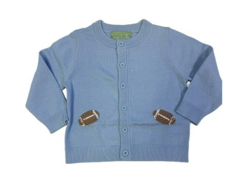 Blue Crochet Football Cardigan