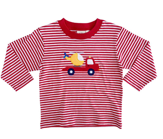 Red Stripe Flatbed w/Helicopter L/S Tee
