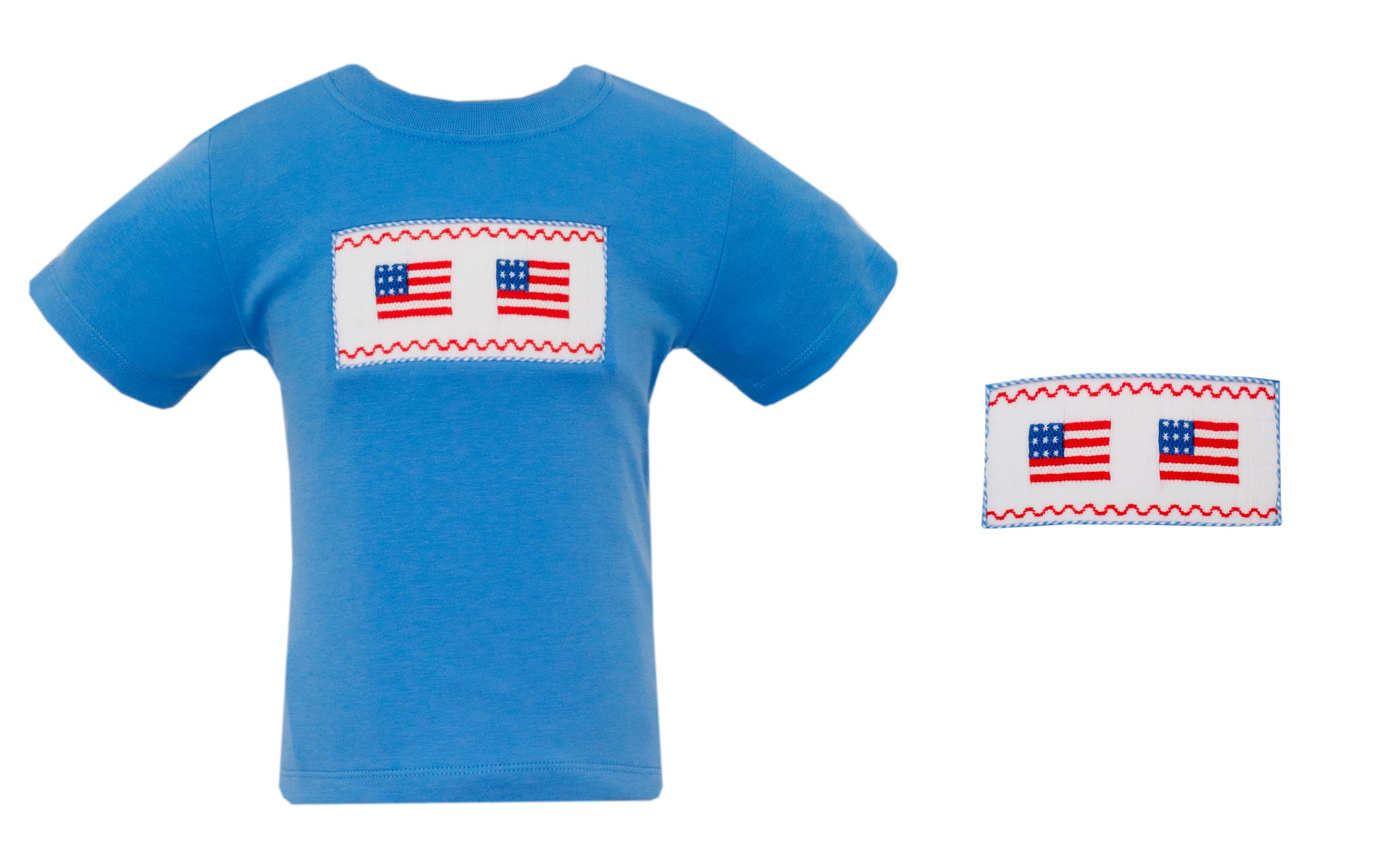 Flags Periwinkle Blue Gingham Boy's Short Set