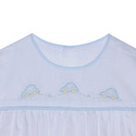 White w/ Blue Levi Boy Cars Emb. Daygown