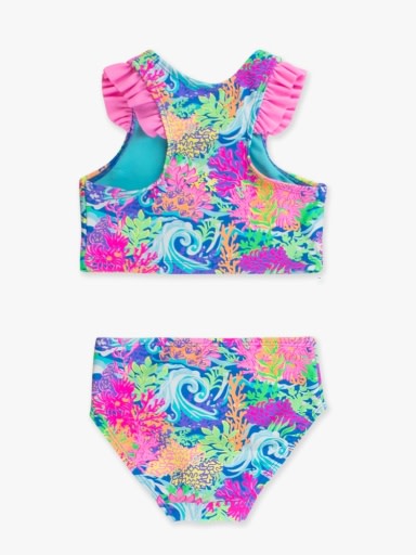 Neon Ocean Coral Racerback Flutter Tankini