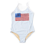 Americana Blue Stripe Sequins 1PC Swimsuit