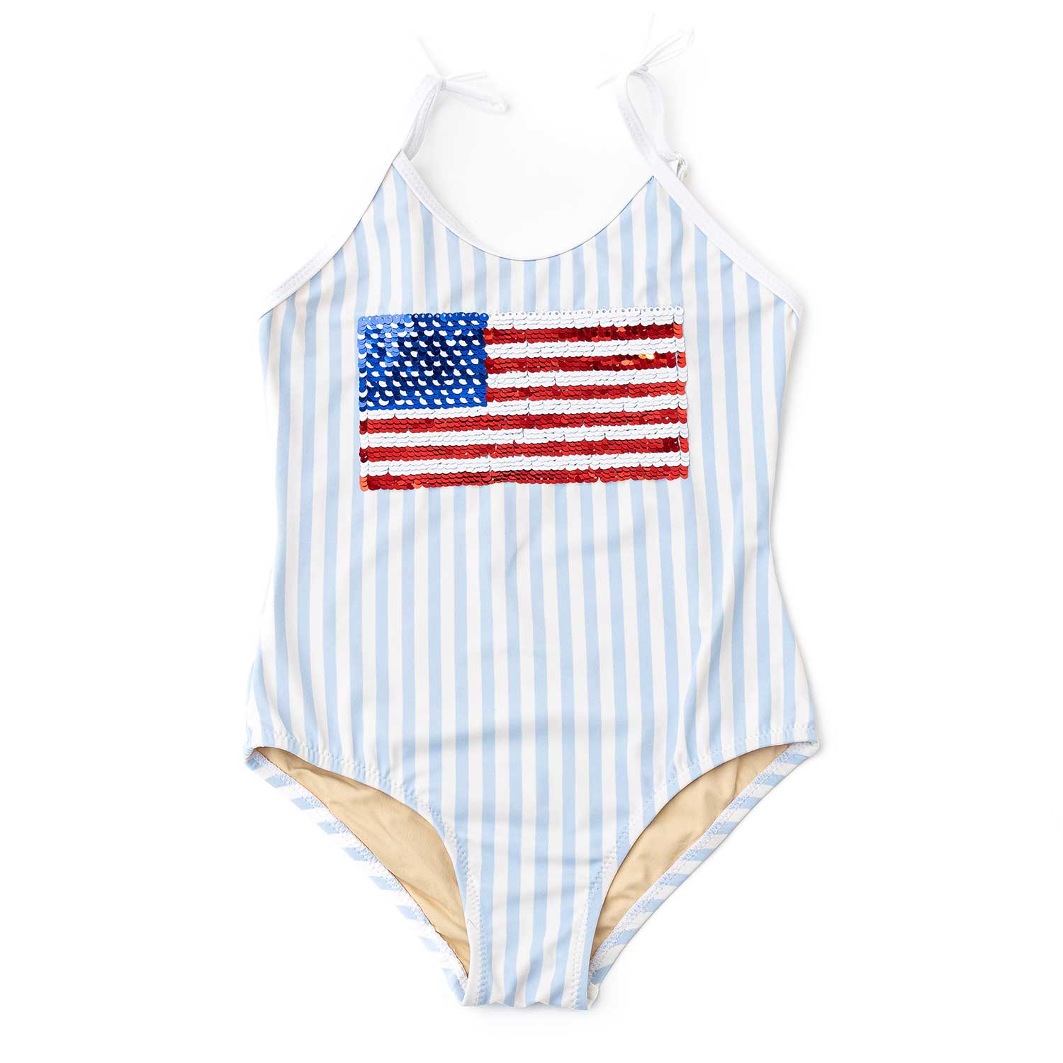 Americana Blue Stripe Sequins 1PC Swimsuit