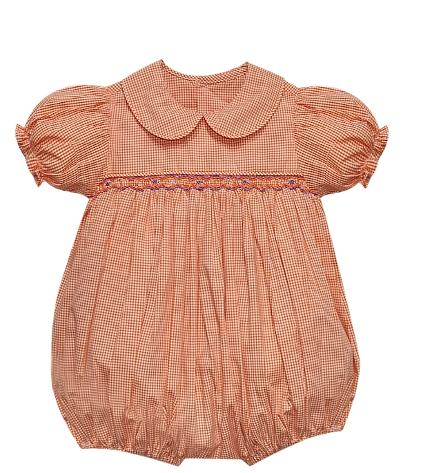 Tiger Orange/Purple Smocked Girl Bubble