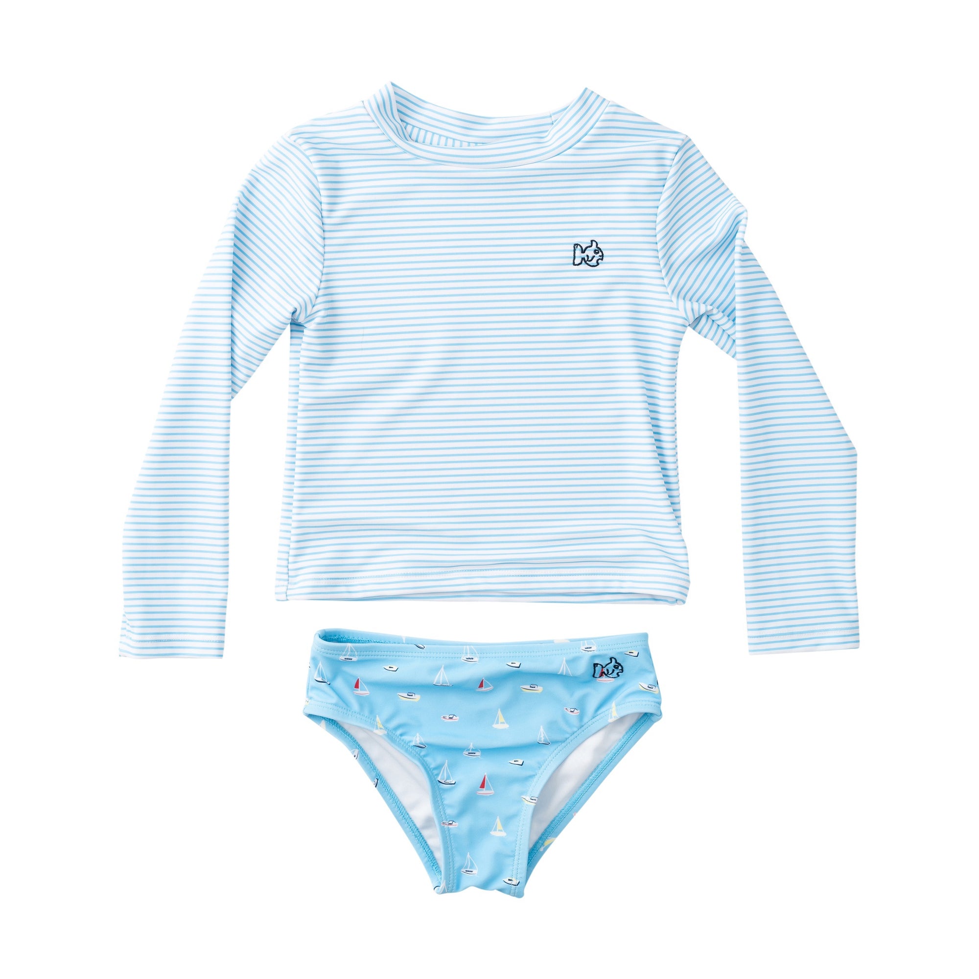 Baltic Sea Boats in the Bay Reef Rashguard Swim Set