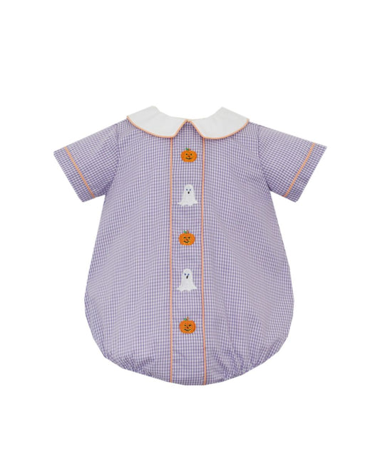 Halloween Purple Gingham Boy's Short Bubble