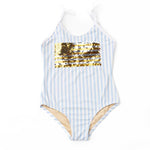 Americana Blue Stripe Sequins 1PC Swimsuit