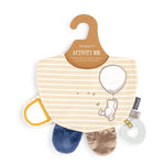 Tan and Blue Activity Bib