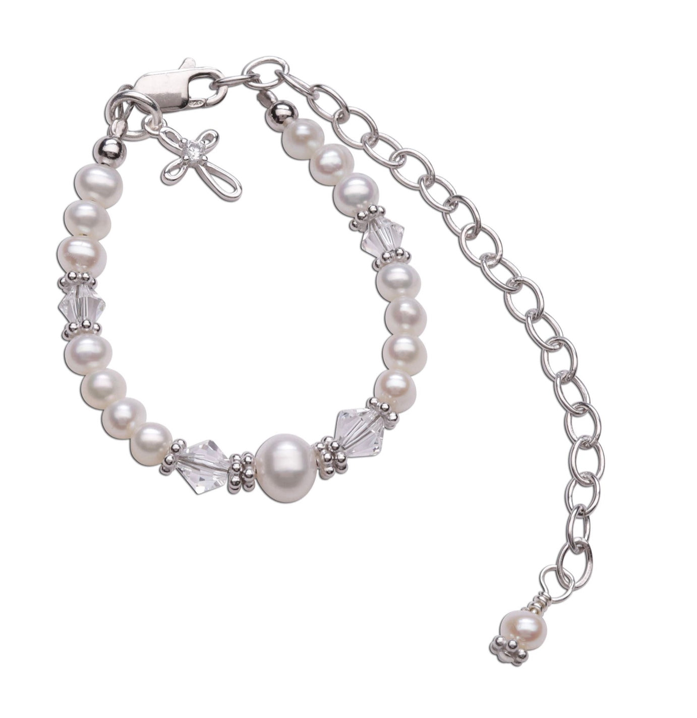 Baby to Bride Sterling Silver Cross Bracelet