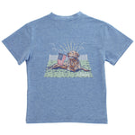 Retriever on Heathered Blue SS Logo Tee