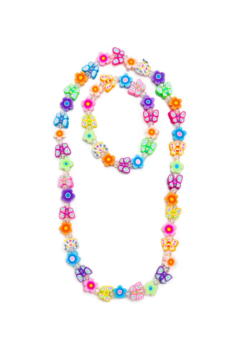 Flutter Flowers Necklace & Bracelet 2Pc Set
