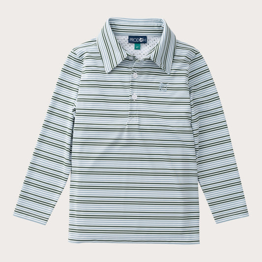 Pro Performance LS Polo Arona Camping Green Stripe