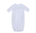 White w/ Blue Levi Boy Cars Emb. Daygown
