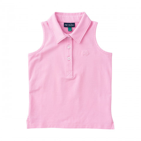 Pink Frosting Sleeveless Solid Cotton Polo