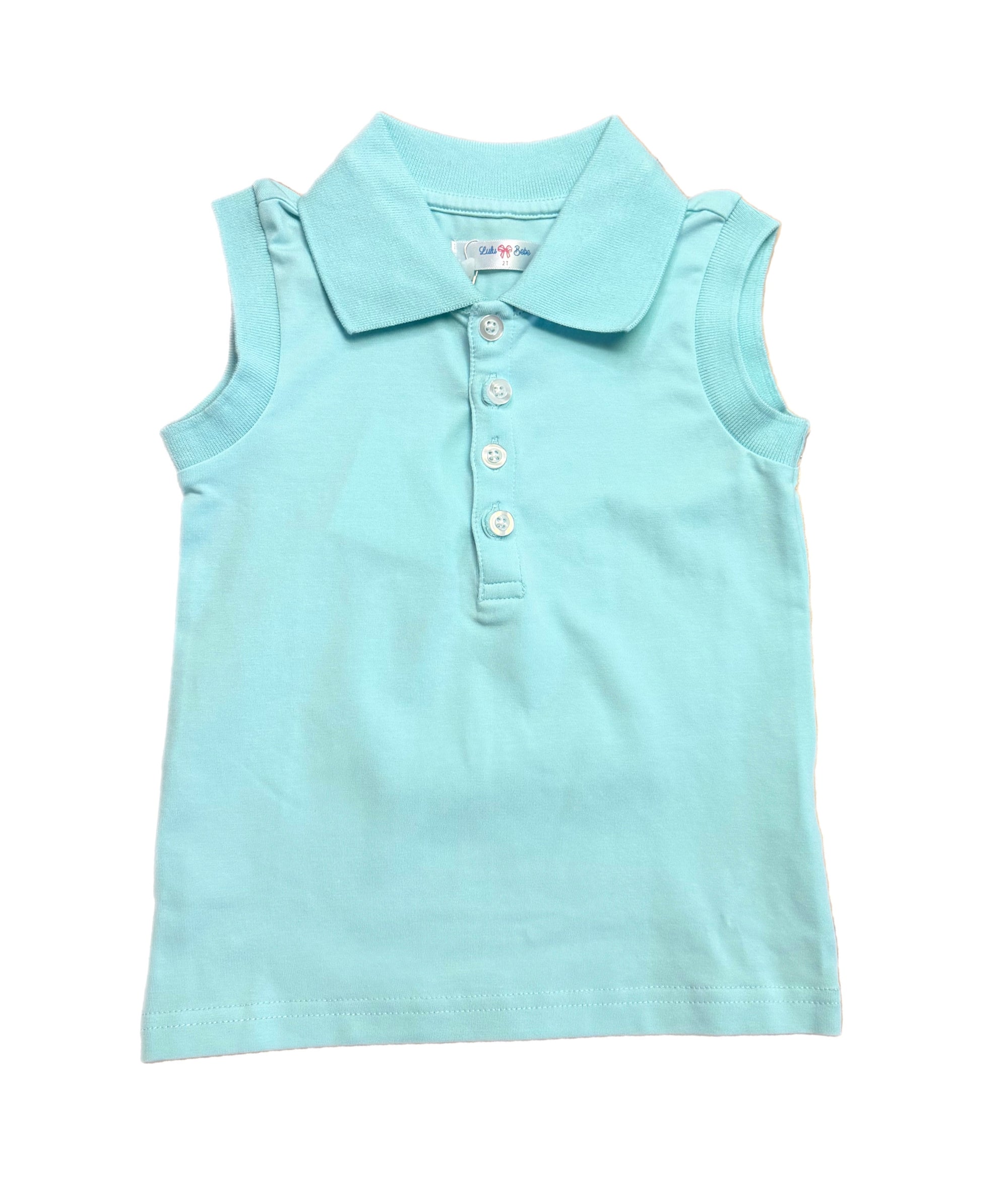 Aqua Girl Sleeveless Button Down Polo