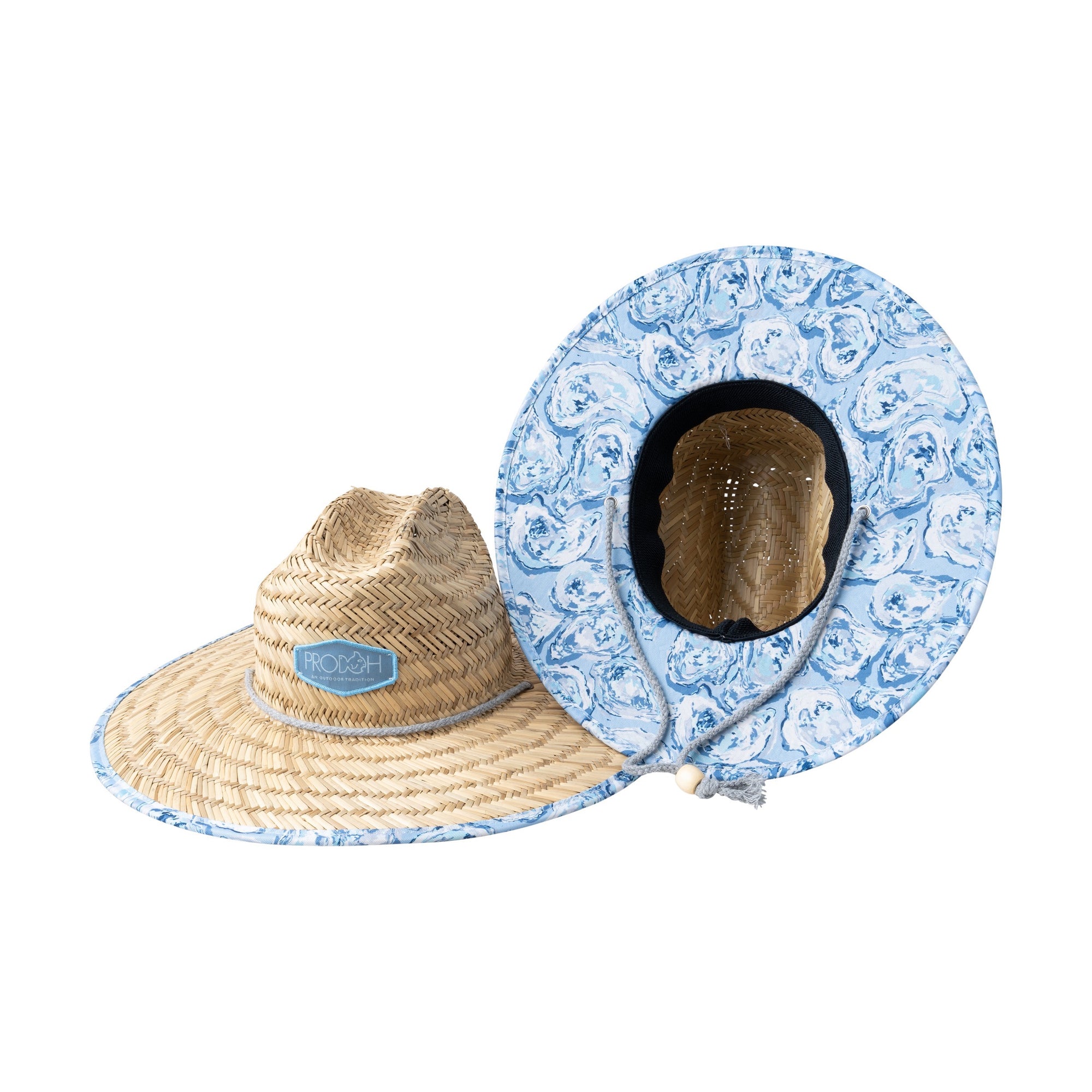 Oyster Shell Print Straw Lifeguard Hat