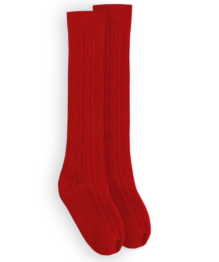 Red Cable Knee Sock