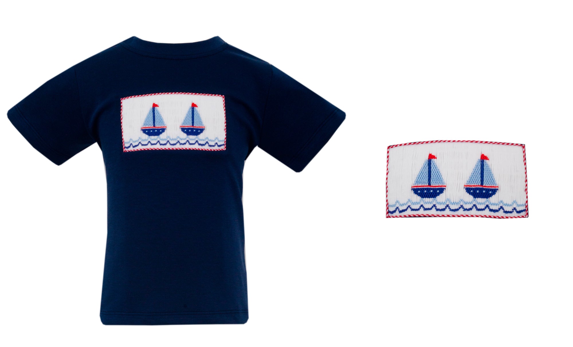 Sailboats Navy Gingham Boy's Short Set