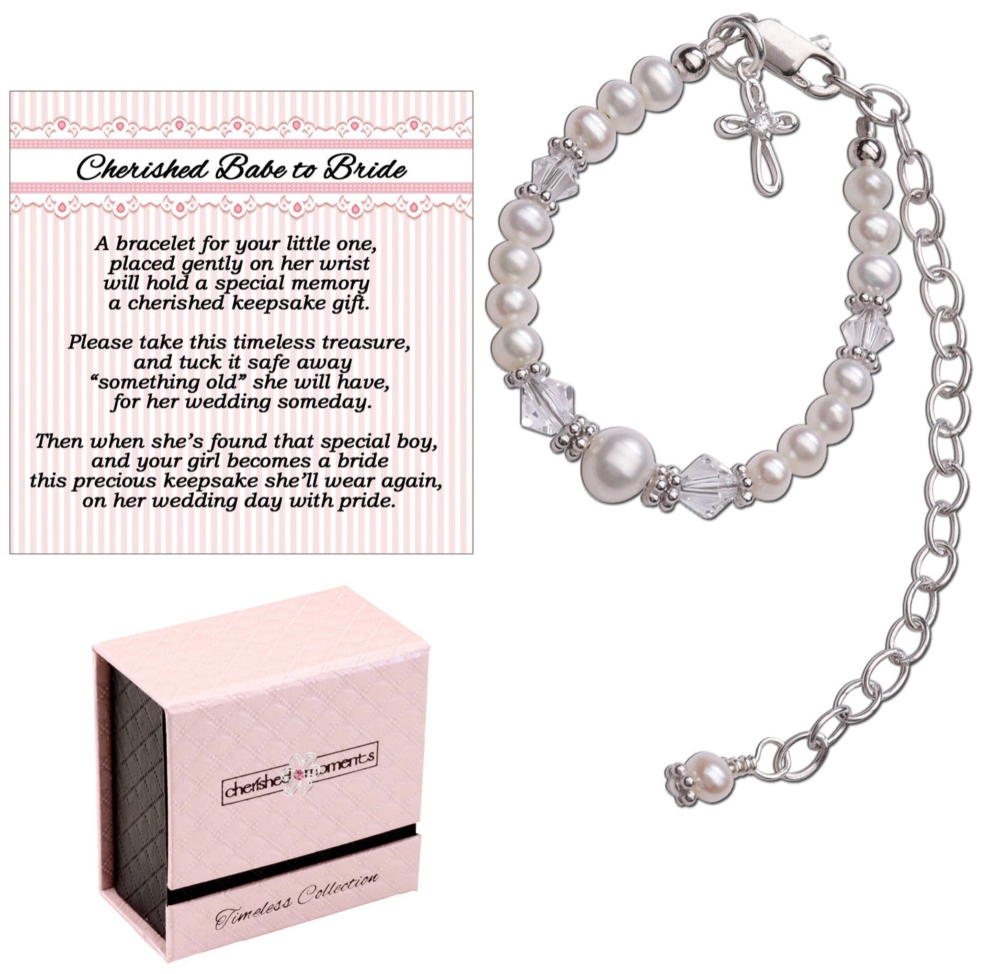 Baby to Bride Sterling Silver Cross Bracelet