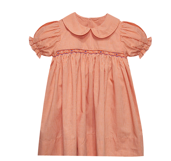Tiger Orange/Purple Smocked Dress