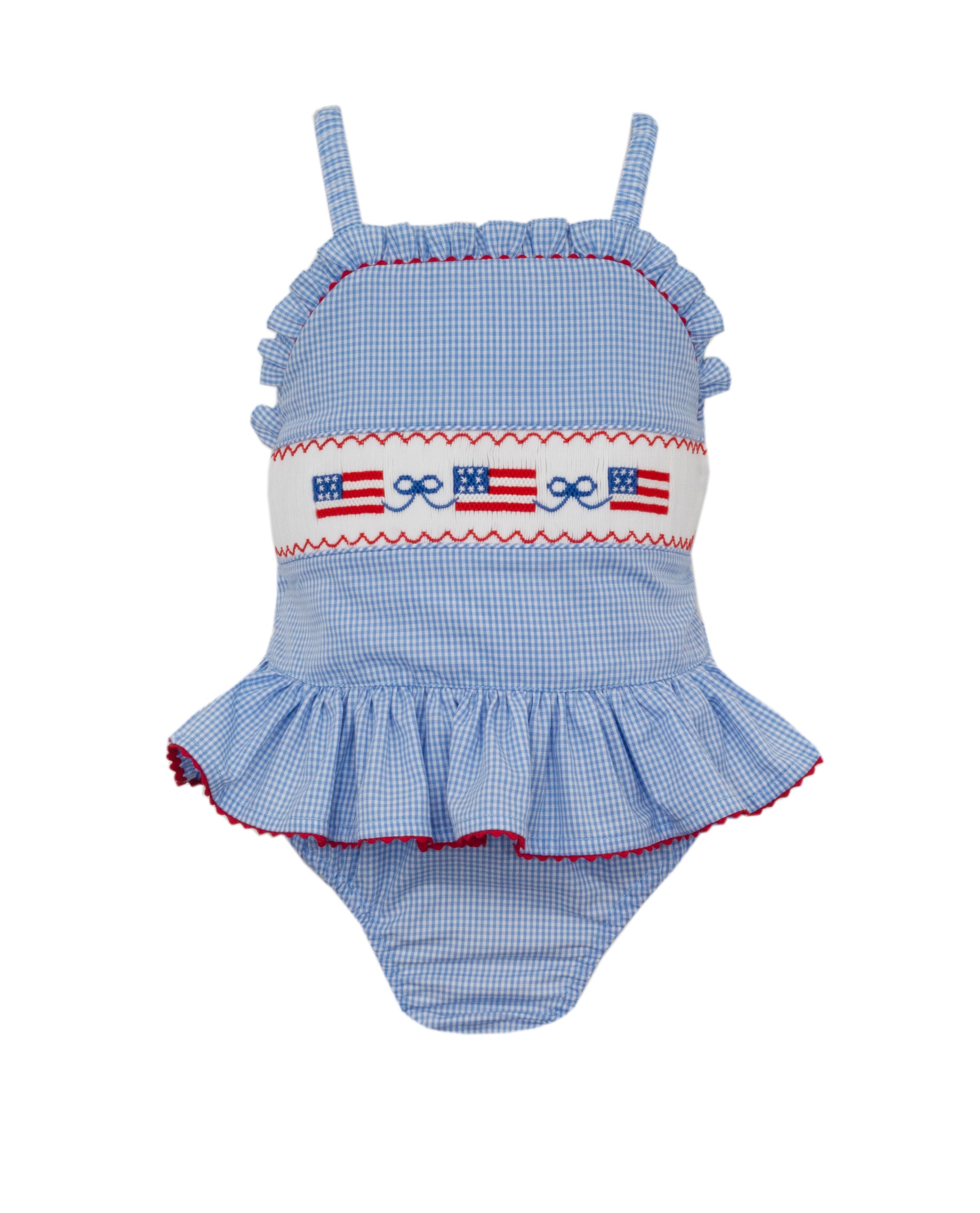 Flags Periwinkle Blue Gingham 1PC Swimsuit