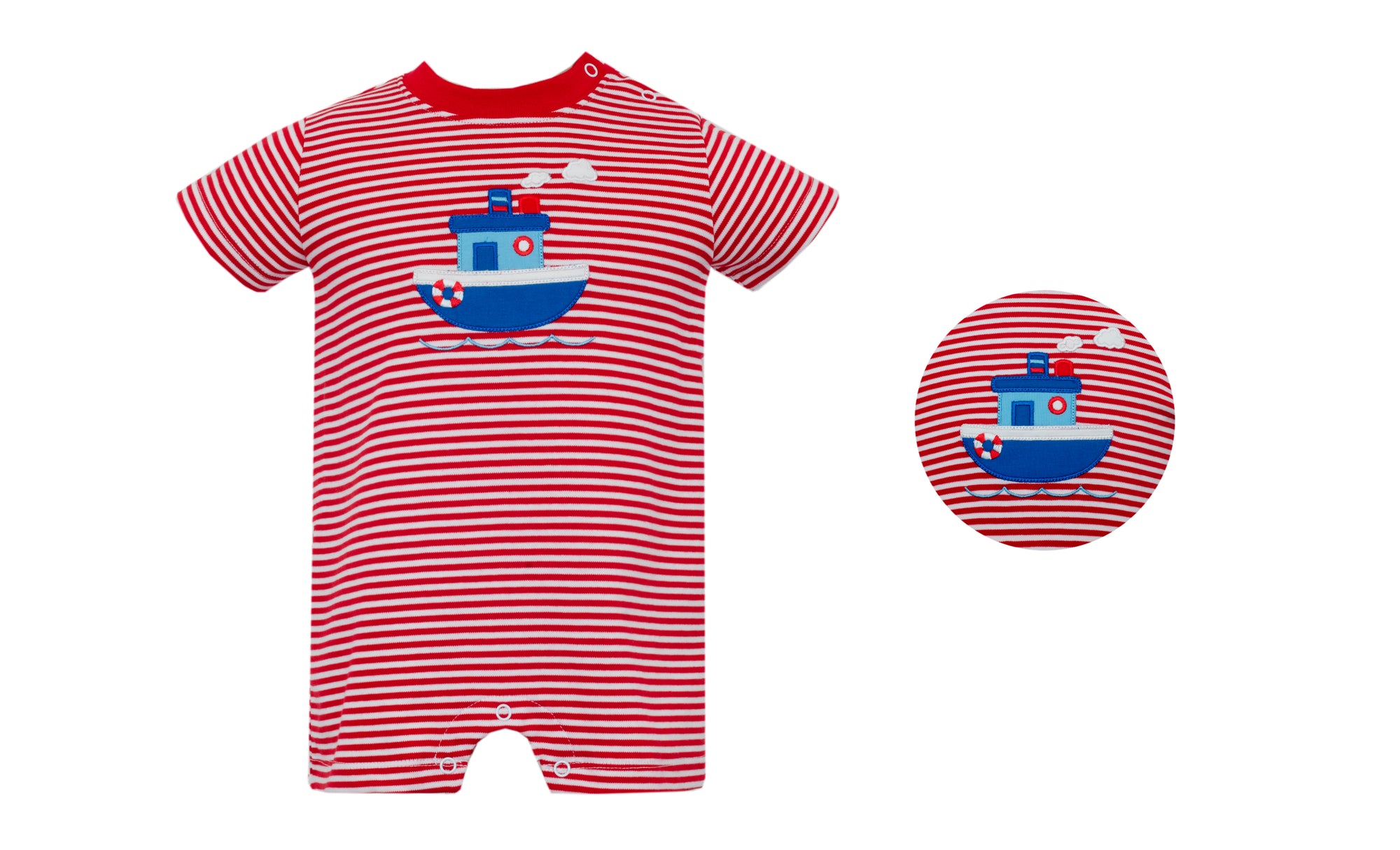 Steamship Red Knit Stripe Romper